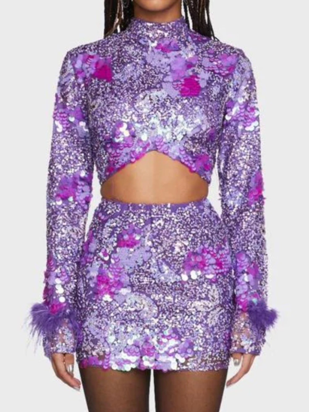 2 Piece Purple Sequin Set